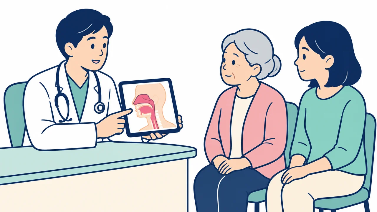 Bác sĩ giải thích kế hoạch điều trị với người nhà