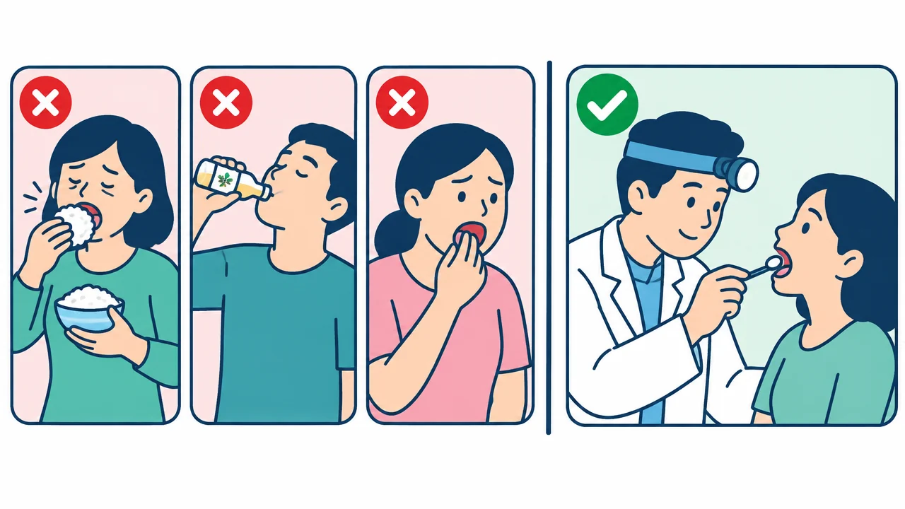 Khi hóc xương cá: không nuốt cơm, không uống giấm, không móc họng; nên để bác sĩ soi và gắp
