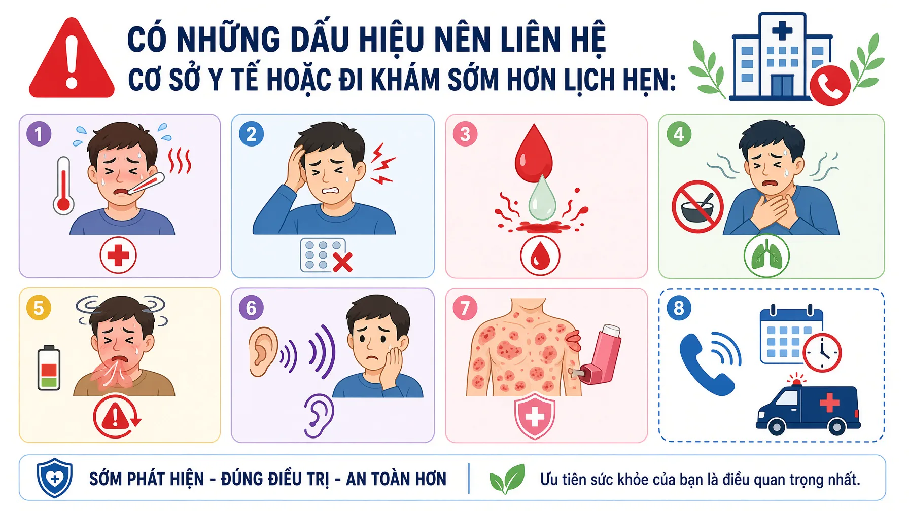Dấu hiệu nên đi khám sớm hơn lịch hẹn